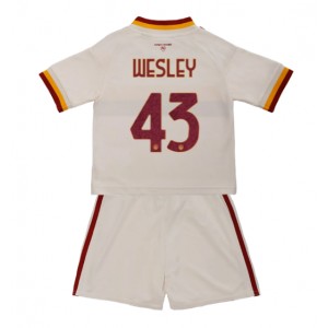 AS Roma Wesley Franca #43 Jalkapallovaatteet Lasten Vieraspeliasu 2026-27 Lyhythihainen (+ Lyhyet housut)